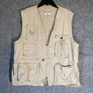 Fox Fire Ultimate Vest Mens XL Khaki Sportsman‎ Zip Hunting Fishing Photographer